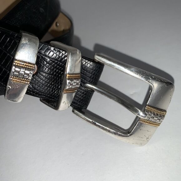 Golf Men's 34 Genuine Black Italian Calfskin Leather Lizard Embossed - Picture 3 of 6